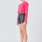 Faux Leather Diamond Stitch Shorts