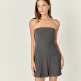 Strapless Pleated Mini Dress