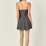 Strapless Pleated Mini Dress