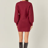 V-Neck Cardigan Mini Knit Dress