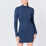 Mock Neck Long Sleeve Mini Dress