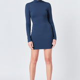 Mock Neck Long Sleeve Mini Dress