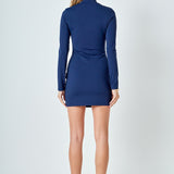 Mock Neck Long Sleeve Mini Dress