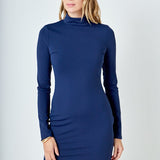 Mock Neck Long Sleeve Mini Dress