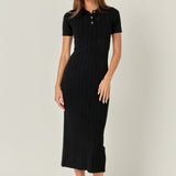 Polo Collared Maxi Knit Dress