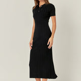 Polo Collared Maxi Knit Dress