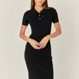 Polo Collared Maxi Knit Dress