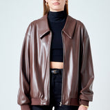 Oversized Faux Leather Jacket