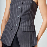 Strapless Pinstriped Vest
