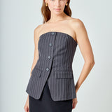 Strapless Pinstriped Vest