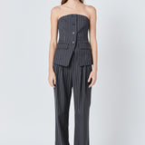 Pinstriped High Waisted Trouser