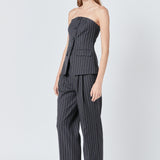Pinstriped High Waisted Trouser