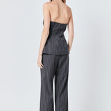 Pinstriped High Waisted Trouser