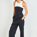 Pinstriped High Waisted Trouser