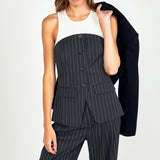 Strapless Pinstriped Vest