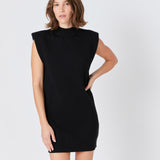 Mock Neck Sleeveless Knit Mini Dress