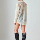 Alix Textured Checked Organza Long Sleeve Shirt
