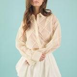 Alix Textured Checked Organza Long Sleeve Shirt