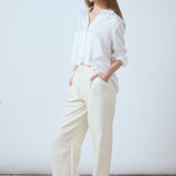 Ashton High Waisted Pleated Linen Pants