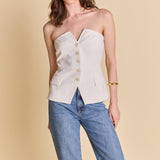 Linen Button Up Tube Top