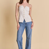 Linen Button Up Tube Top