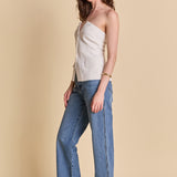 Linen Button Up Tube Top