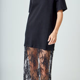 Mix Media T-shirt Lace Dress