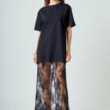 Mix Media T-shirt Lace Dress