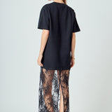 Mix Media T-shirt Lace Dress
