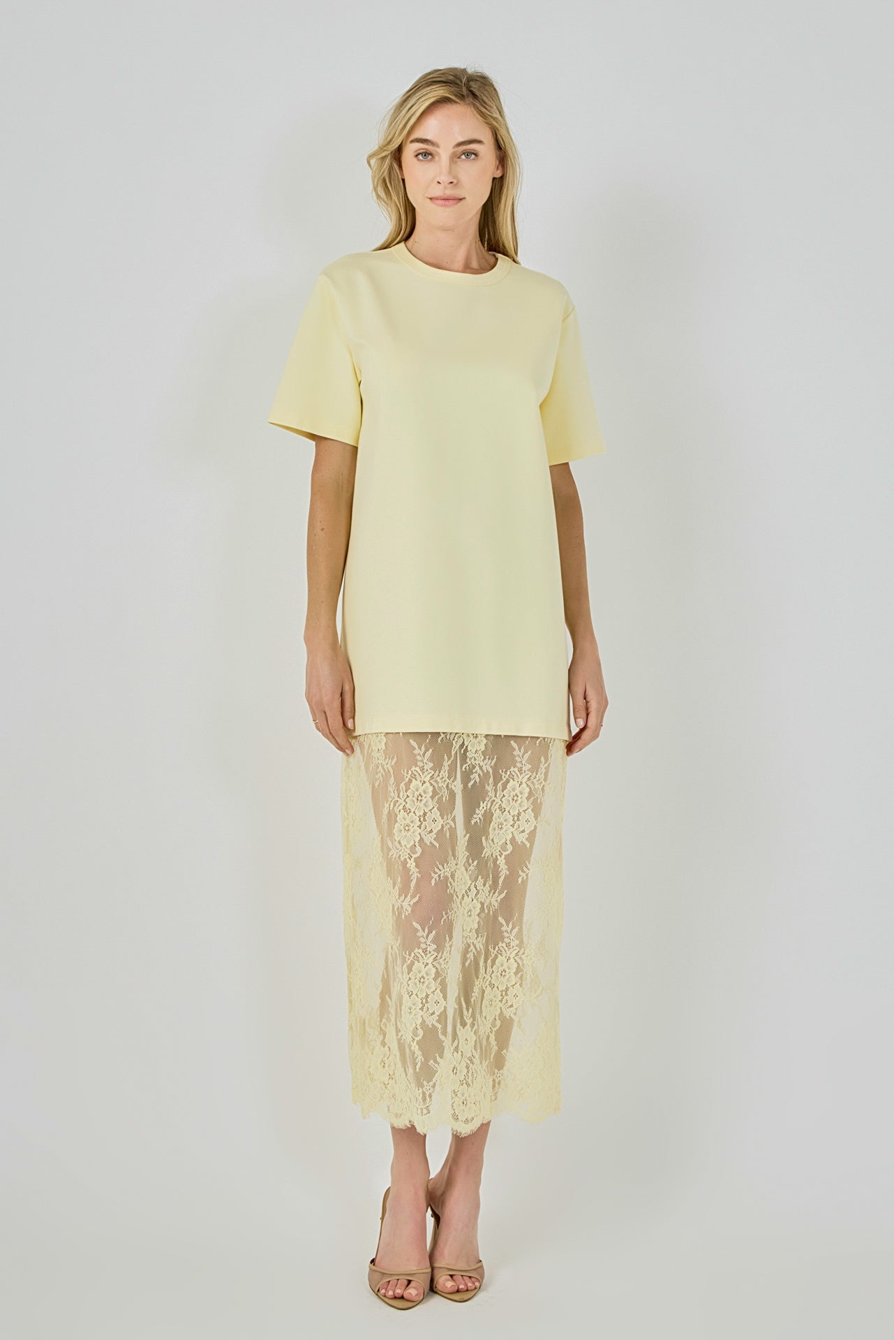 Mix Media T-shirt Lace Dress