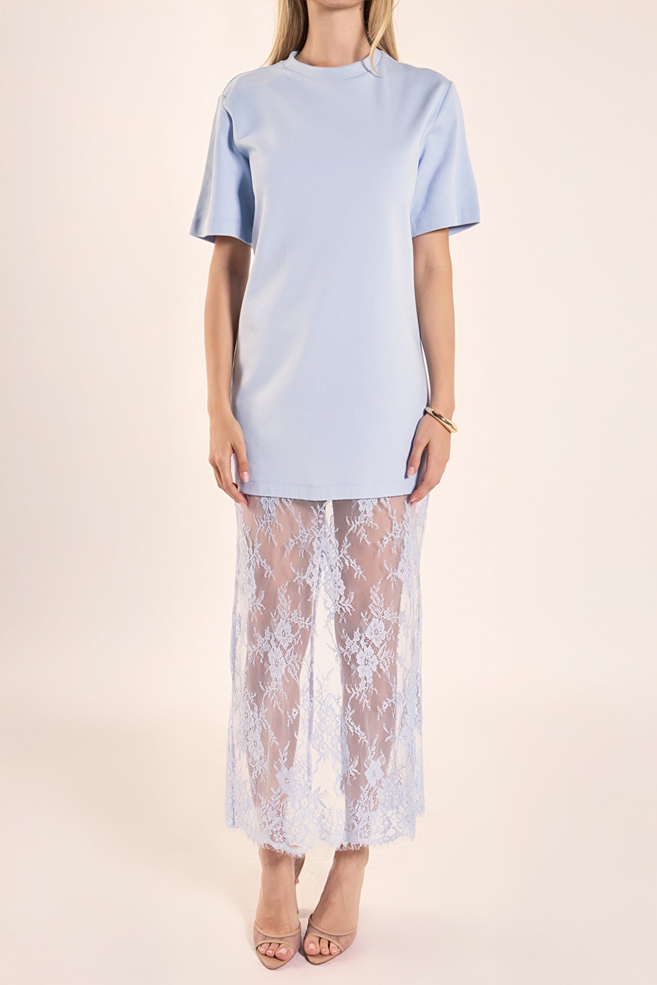 Endless Rose - Mix Media T-Shirt Lace Dress White / XS Endless Rose - Mix Media T-Shirt Lace Dress White / XS