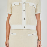 Round Neck Short Sleeve Cardigan Sweater