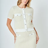 Round Neck Short Sleeve Cardigan Sweater