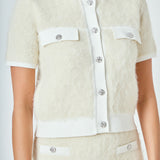 Round Neck Short Sleeve Cardigan Sweater