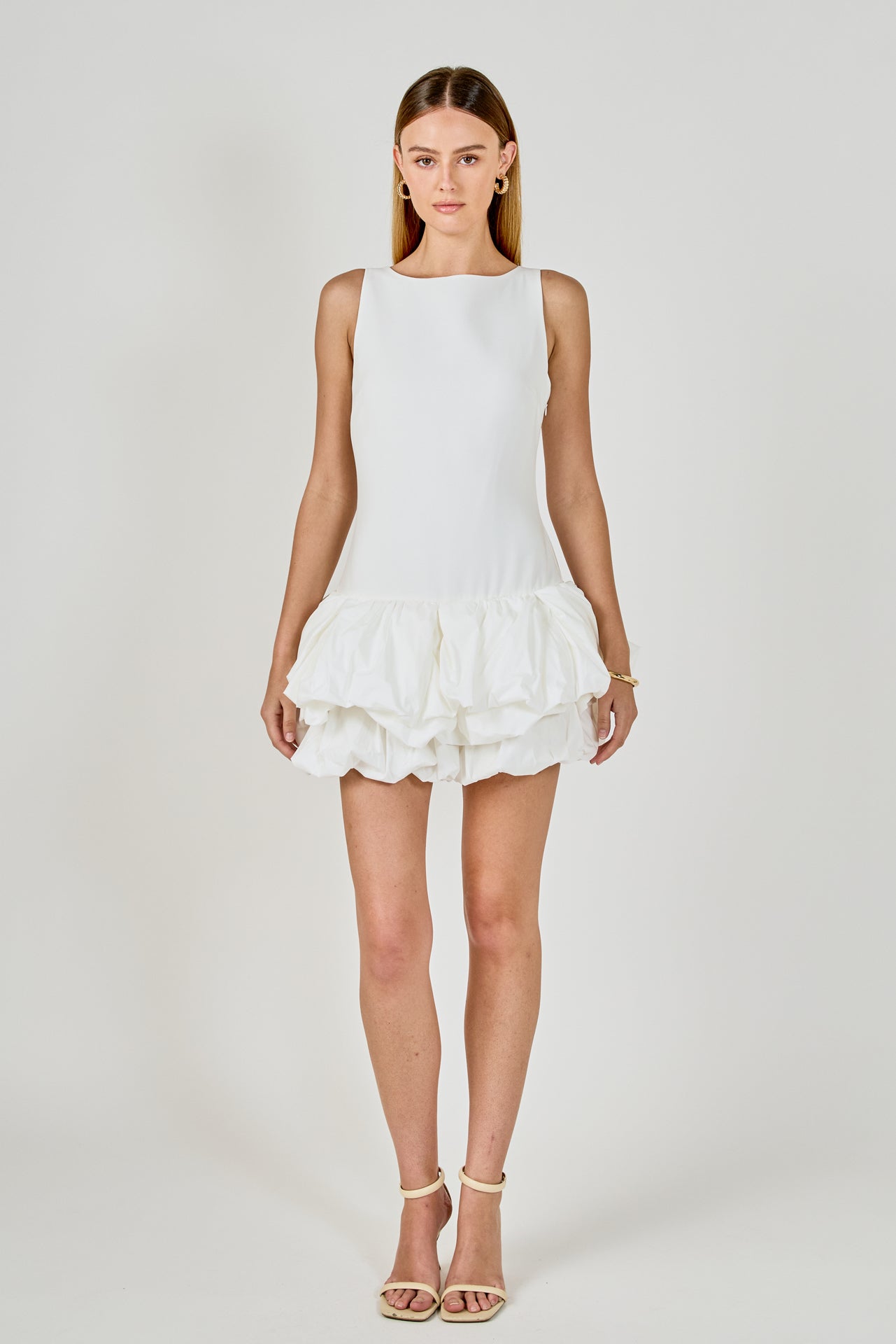 Endless Rose - Halter Neck Asymmetric Satin Dress Champagne / M Endless Rose - Halter Neck Asymmetric Satin Dress Champagne / M
