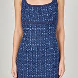 Knit Trimmed Tweed Mini Dress