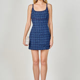 Knit Trimmed Tweed Mini Dress