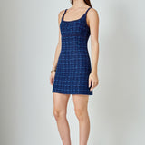 Knit Trimmed Tweed Mini Dress