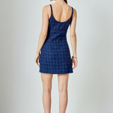 Knit Trimmed Tweed Mini Dress