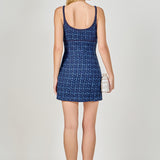 Knit Trimmed Tweed Mini Dress