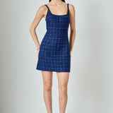 Knit Trimmed Tweed Mini Dress