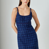 Knit Trimmed Tweed Mini Dress