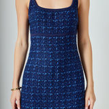 Knit Trimmed Tweed Mini Dress