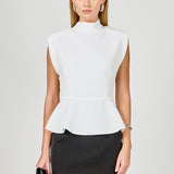 Mock Neck Sleeveless Peplum Top
