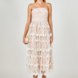 Strapless Crochet Layered Midi Dress