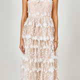 Strapless Crochet Layered Midi Dress