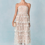 Strapless Crochet Layered Midi Dress