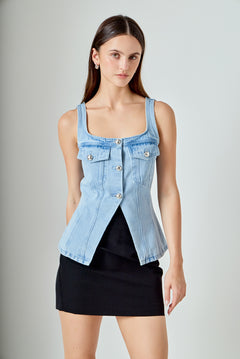 Zoe Denim Fitted Vest