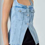 Zoe Denim Fitted Vest
