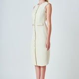 Jewel Buttoned Sleeveless Midi Dress